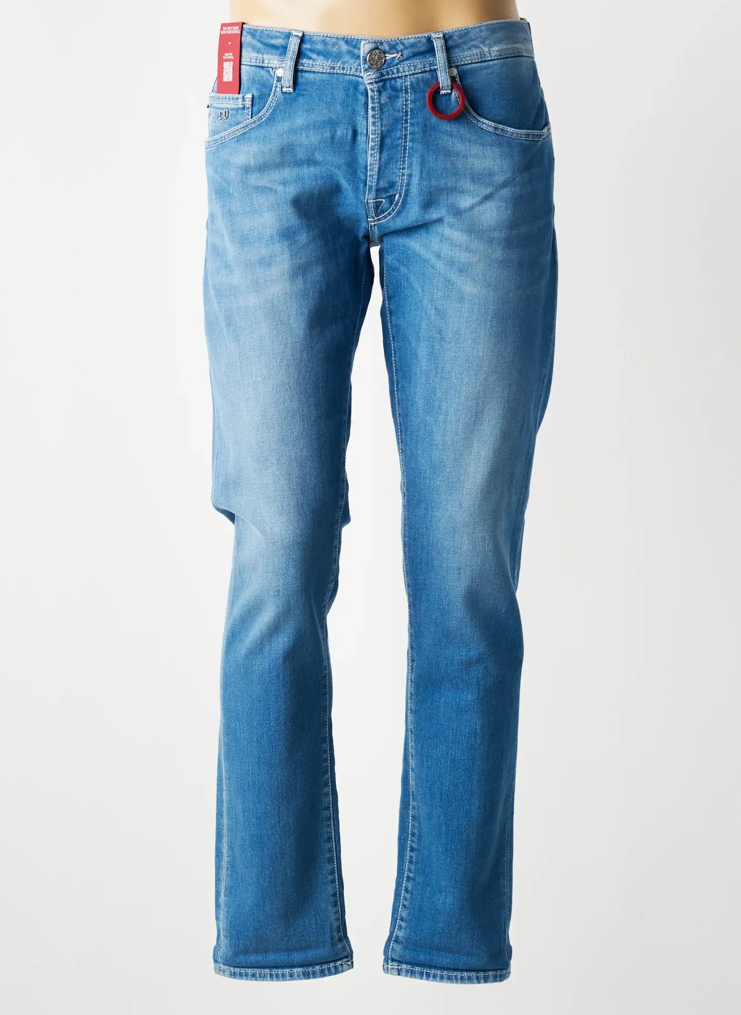 Jeans Coupe Slim Tramarossa Bleu Taille Normale