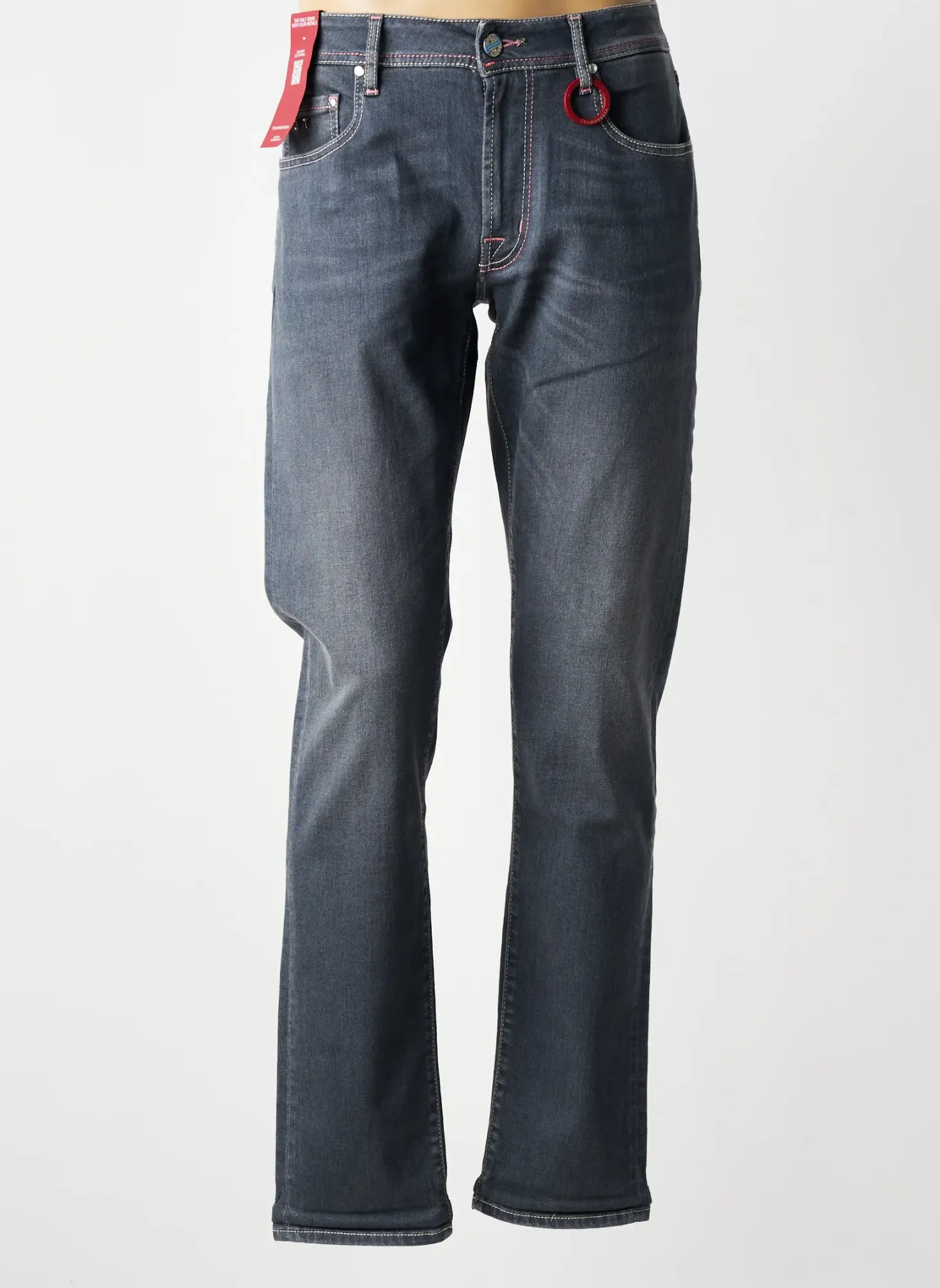 Jeans Coupe Slim Tramarossa Gris Taille Normale