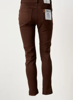 Jeans Skinny Fionina Marron Taille Haute