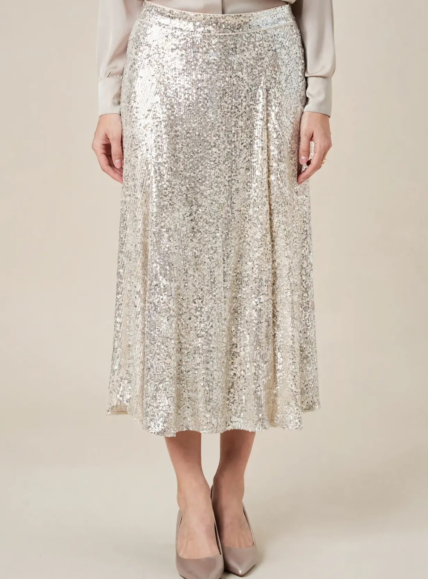 Jupe Mi-longue H&m Beige