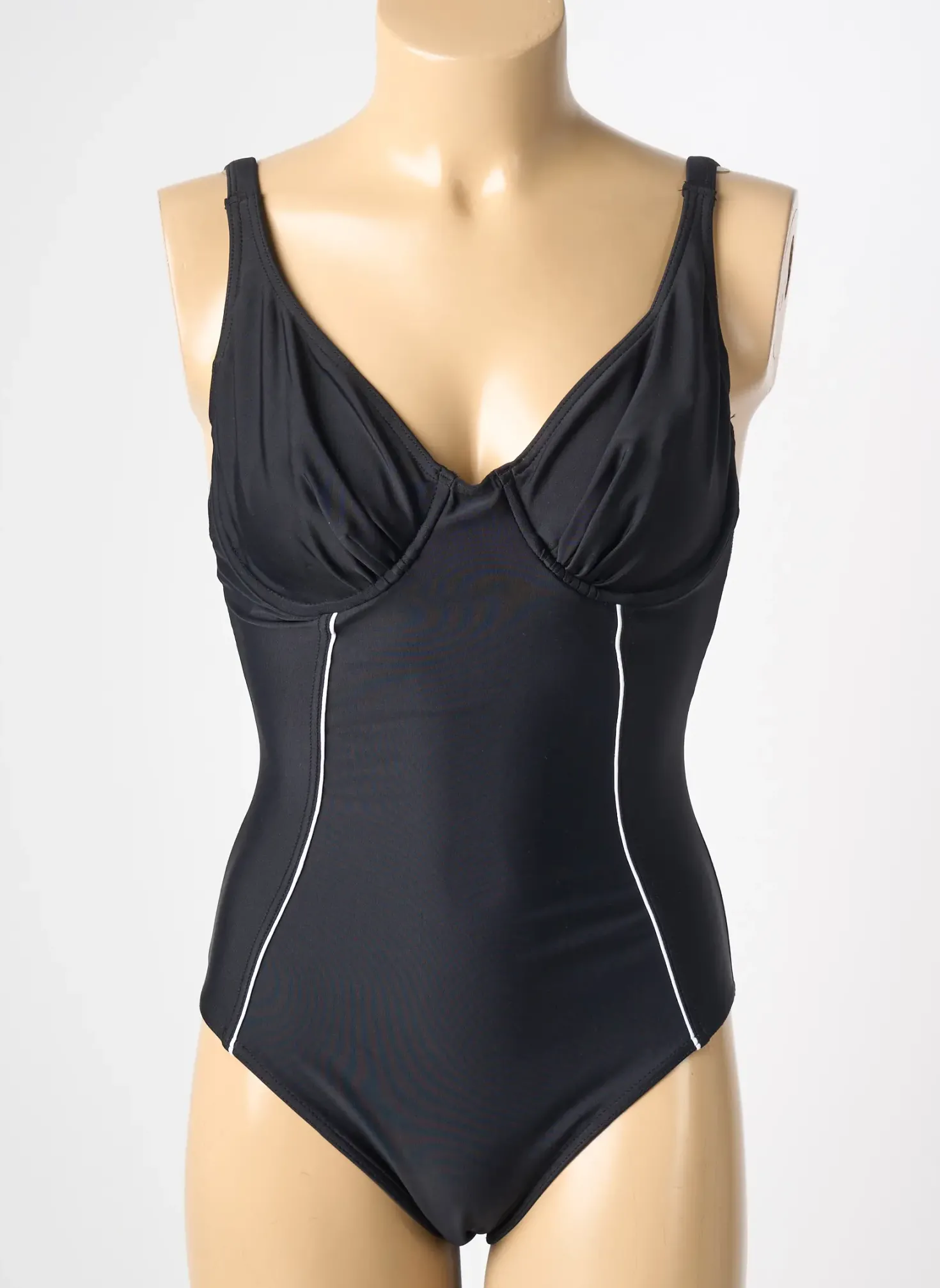 Maillot De Bain 1 Pièce Reglisse Noir Haut Soutien-gorge Balconnet