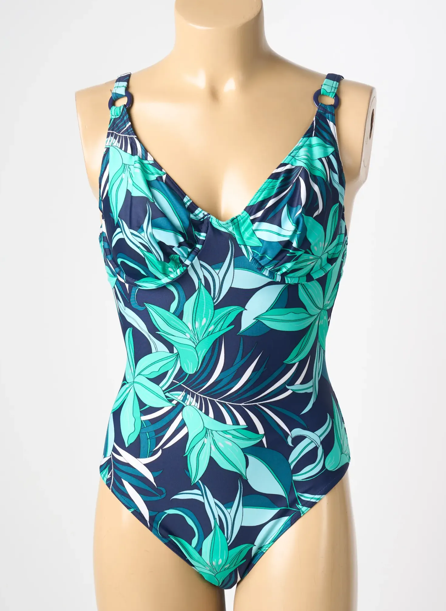 Maillot De Bain 1 Pièce Reglisse Bleu Haut Soutien-gorge Balconnet