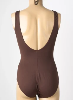 Maillot De Bain 1 Pièce Reglisse Marron Haut Soutien-gorge Balconnet