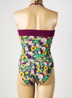 Maillot De Bain 1 Pièce Reglisse Violet Haut Soutien-gorge Avec Mousse De Rembourrage Amovible