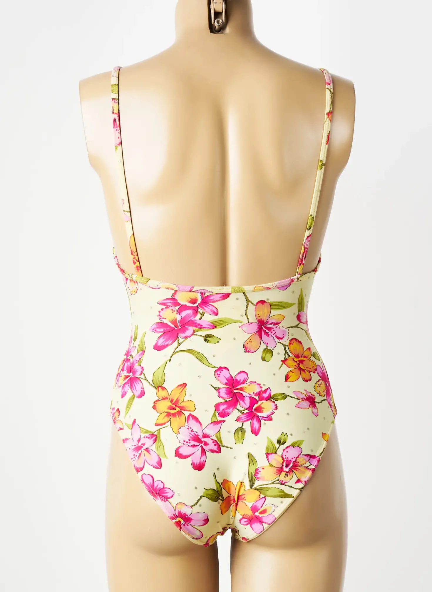 Maillot De Bain 1 Pièce Rose Pomme Jaune Haut Soutien-gorge Balconnet