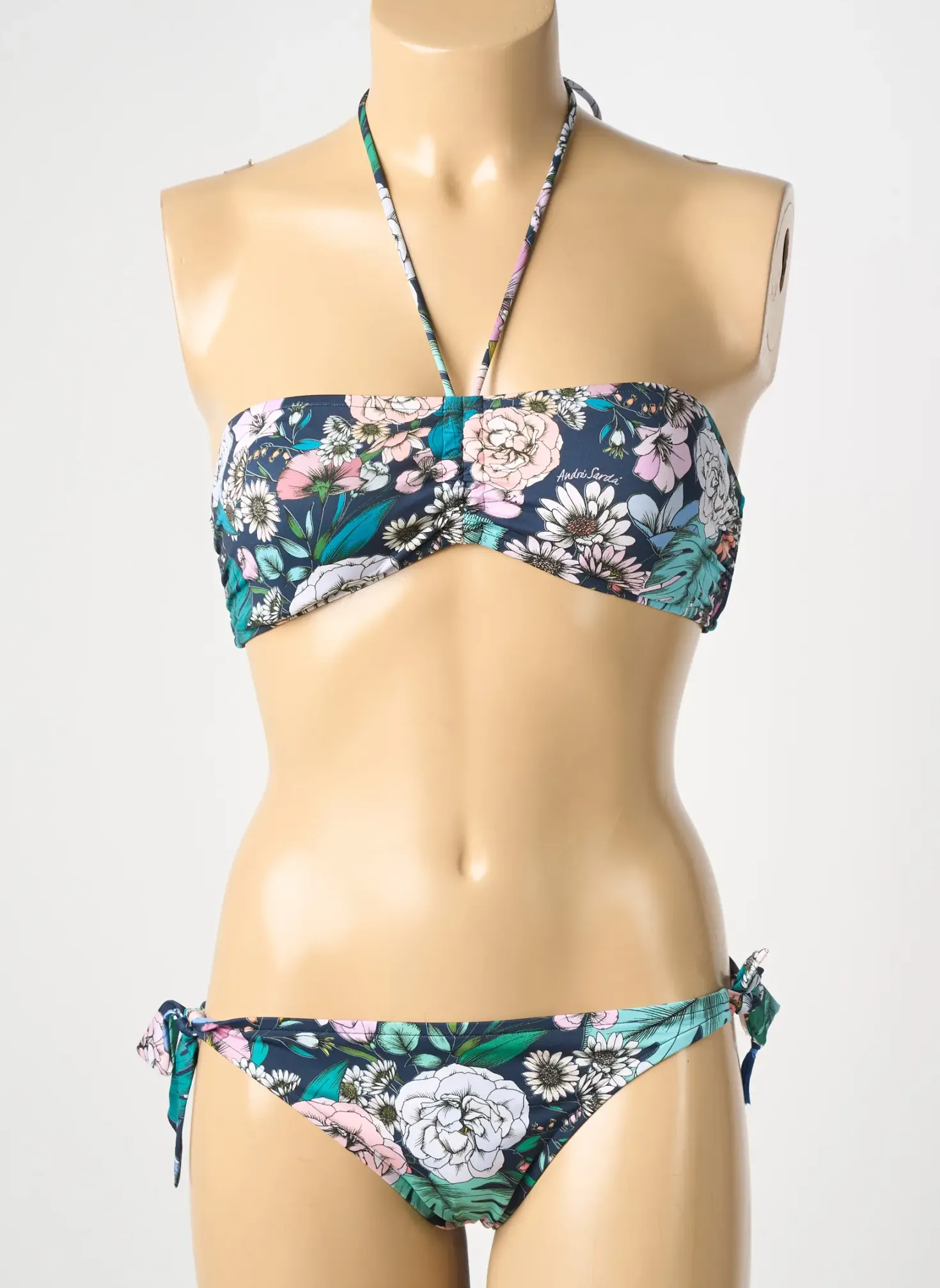 Maillot De Bain 2 Pièces Andres Sarda Bleu Haut Soutien-gorge Avec Mousse De Rembourrage Amovible