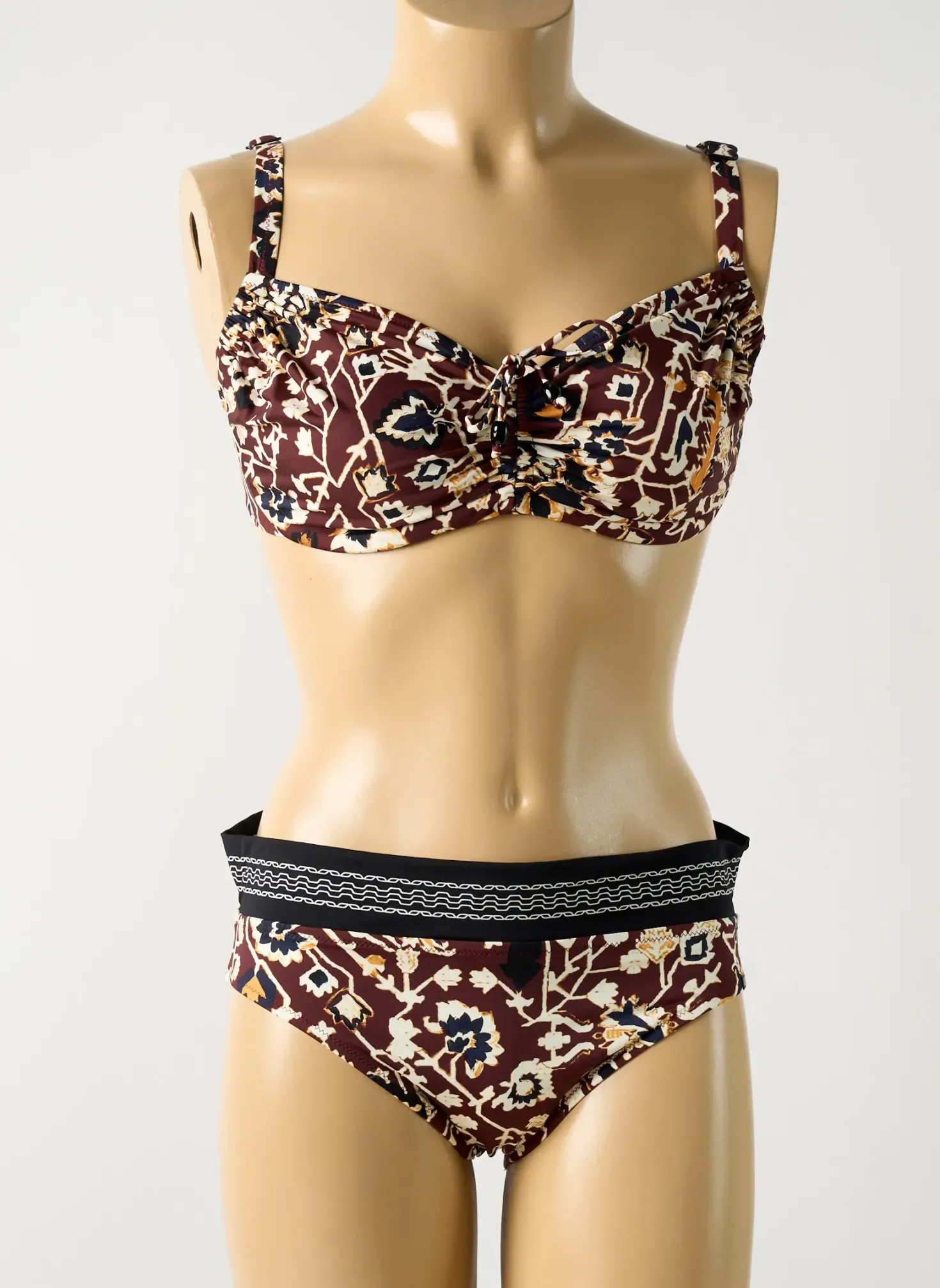 Maillot De Bain 2 Pièces Lidea Marron Haut Soutien-gorge Emboitant