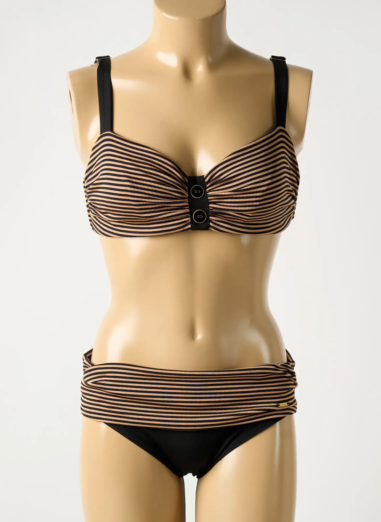 Maillot De Bain 2 Pièces Livia Marron Haut Soutien-gorge Balconnet