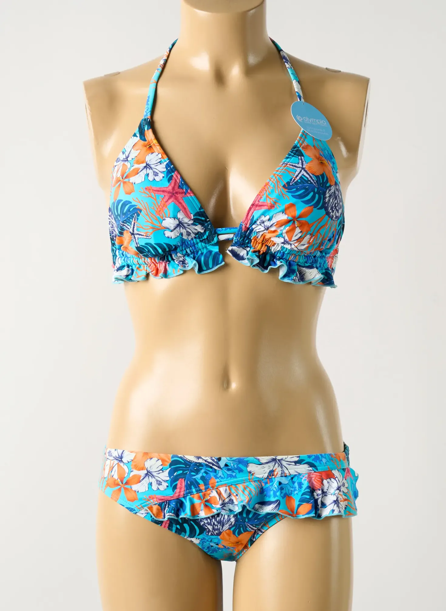 Maillot De Bain 2 Pièces Olympia Bleu Haut Triangles