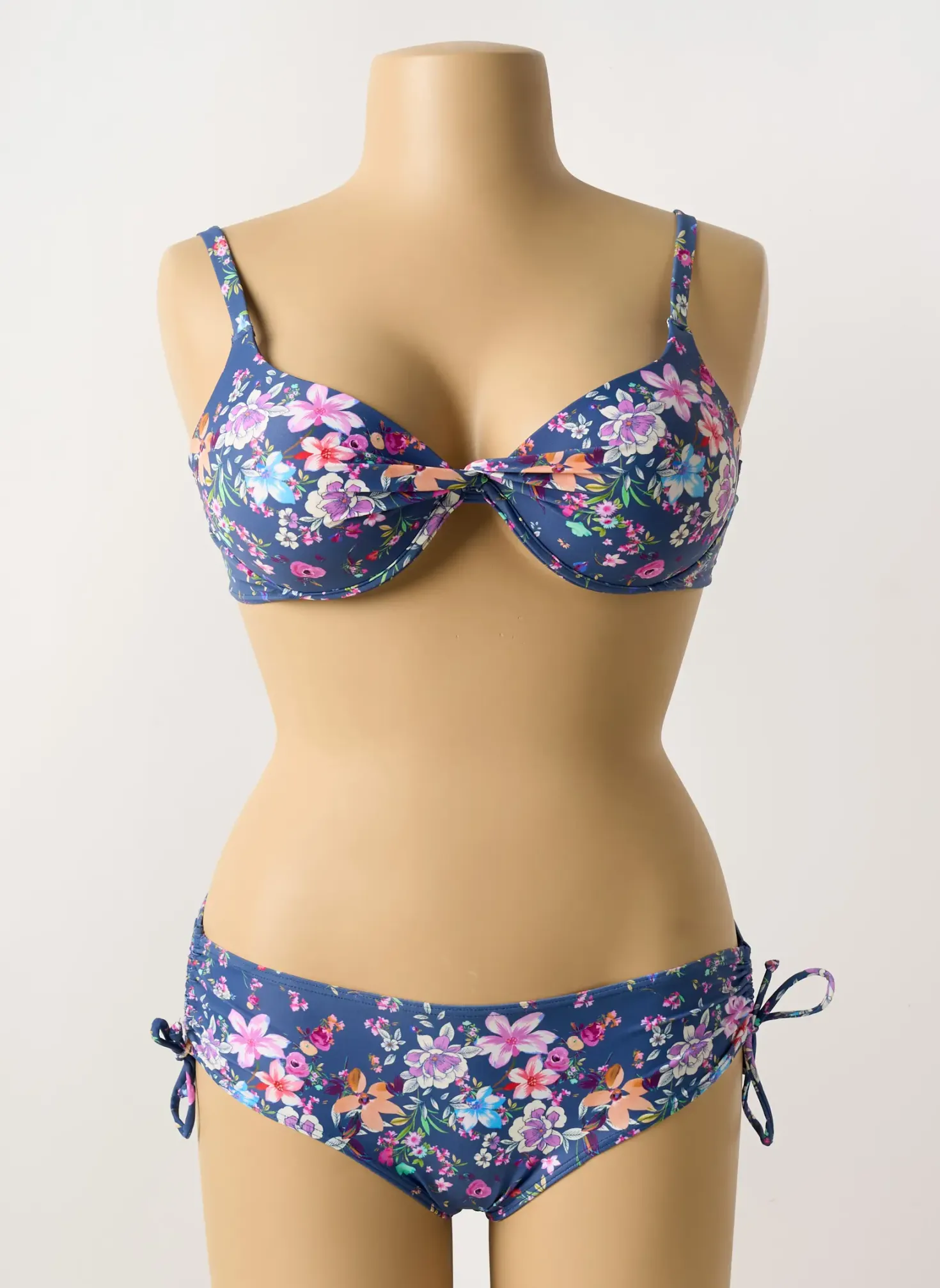Maillot De Bain 2 Pièces Olympia Bleu Haut Soutien-gorge Emboitant