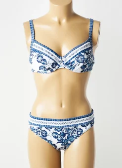 Maillot De Bain 2 Pièces Olympia Bleu Haut Soutien-gorge Emboitant
