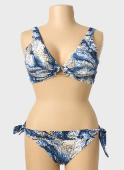 Maillot De Bain 2 Pièces Pain De Sucre Bleu Haut Soutien-gorge Balconnet