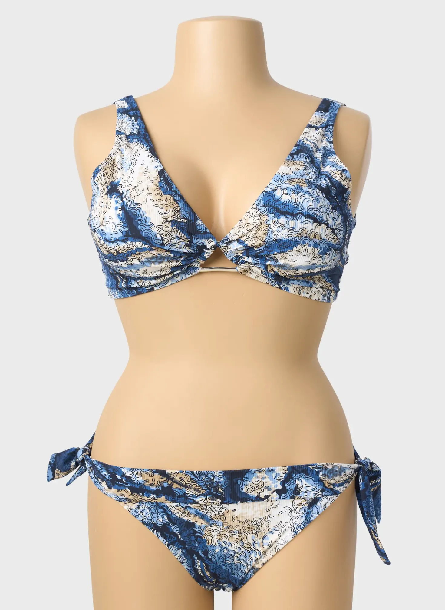 Maillot De Bain 2 Pièces Pain De Sucre Bleu Haut Soutien-gorge Balconnet