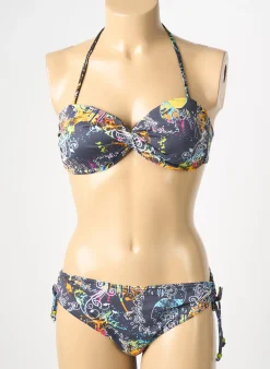 Maillot De Bain 2 Pièces Reglisse Gris Haut Soutien-gorge Moulé