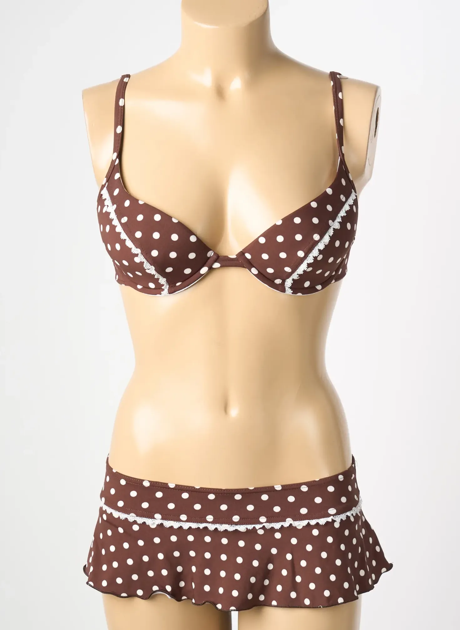 Maillot De Bain 2 Pièces Reglisse Marron Haut Soutien-gorge Push-up