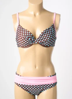Maillot De Bain 2 Pièces Reglisse Marron Haut Soutien-gorge Emboitant