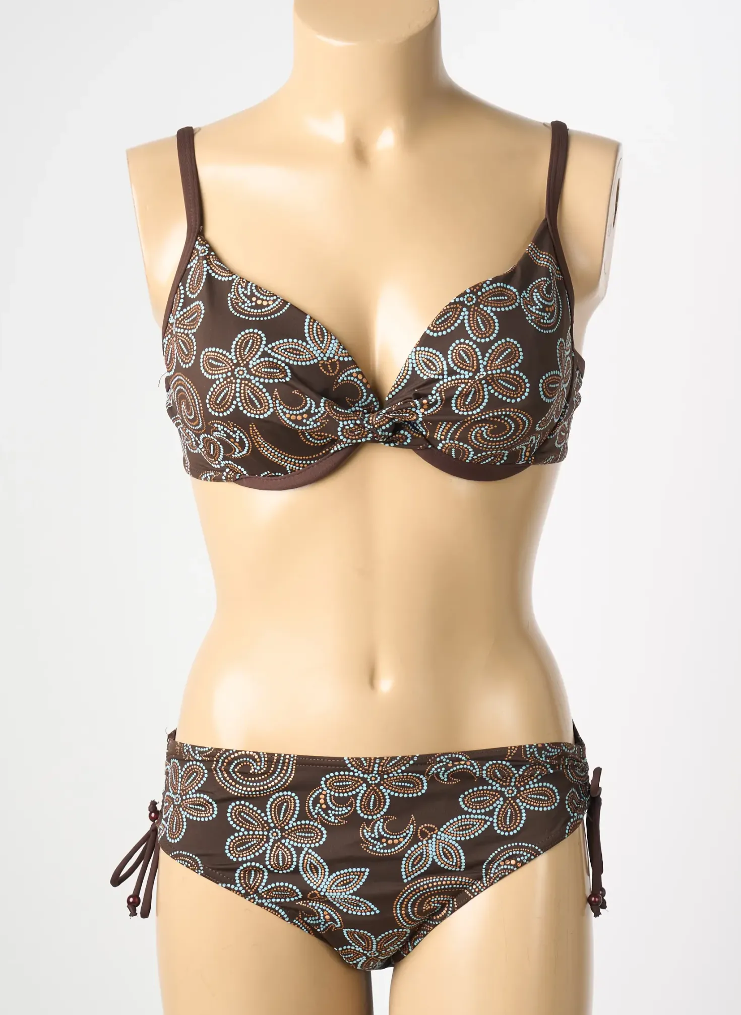 Maillot De Bain 2 Pièces Reglisse Marron Haut Soutien-gorge Moulé