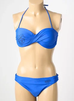 Maillot De Bain 2 Pièces Reglisse Bleu Haut Soutien-gorge Moulé