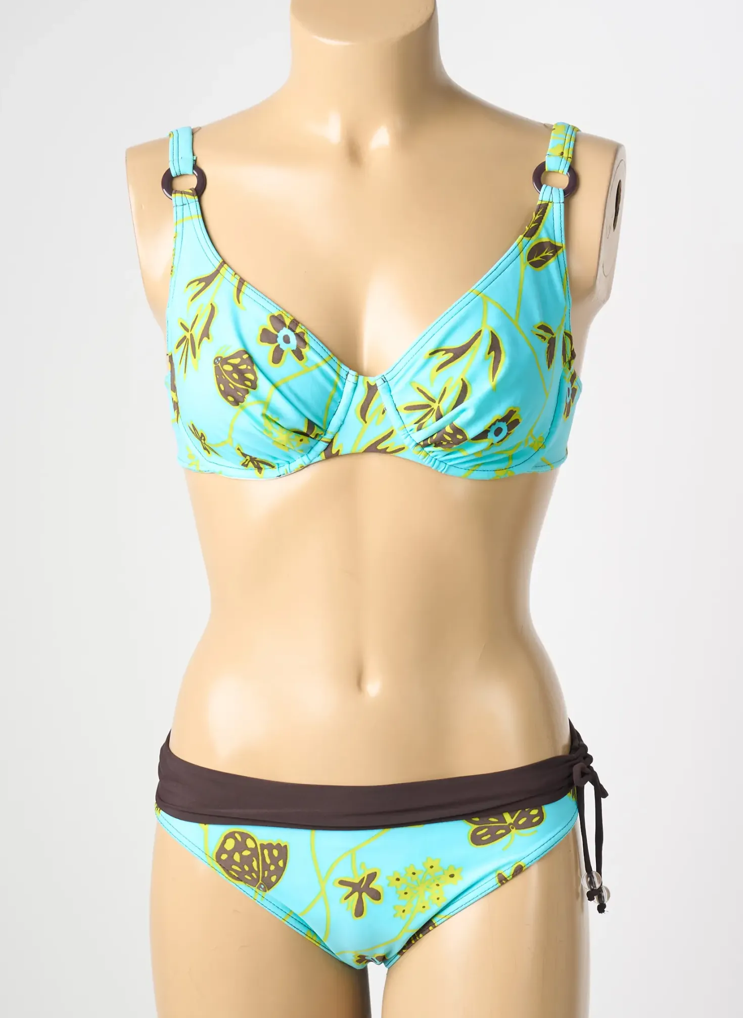 Maillot De Bain 2 Pièces Reglisse Bleu Haut Soutien-gorge Balconnet