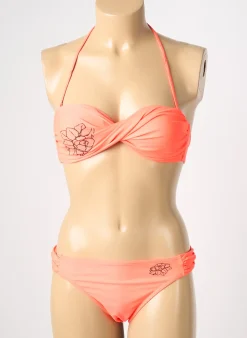 Maillot De Bain 2 Pièces Reglisse Orange Haut Soutien-gorge Moulé