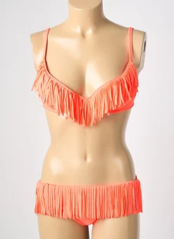 Maillot De Bain 2 Pièces Reglisse Orange Haut Soutien-gorge Moulé