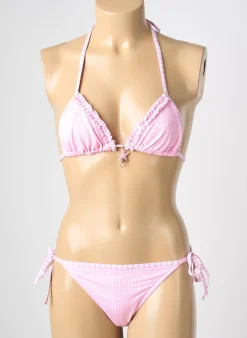 Maillot De Bain 2 Pièces Reglisse Rose Haut Triangles
