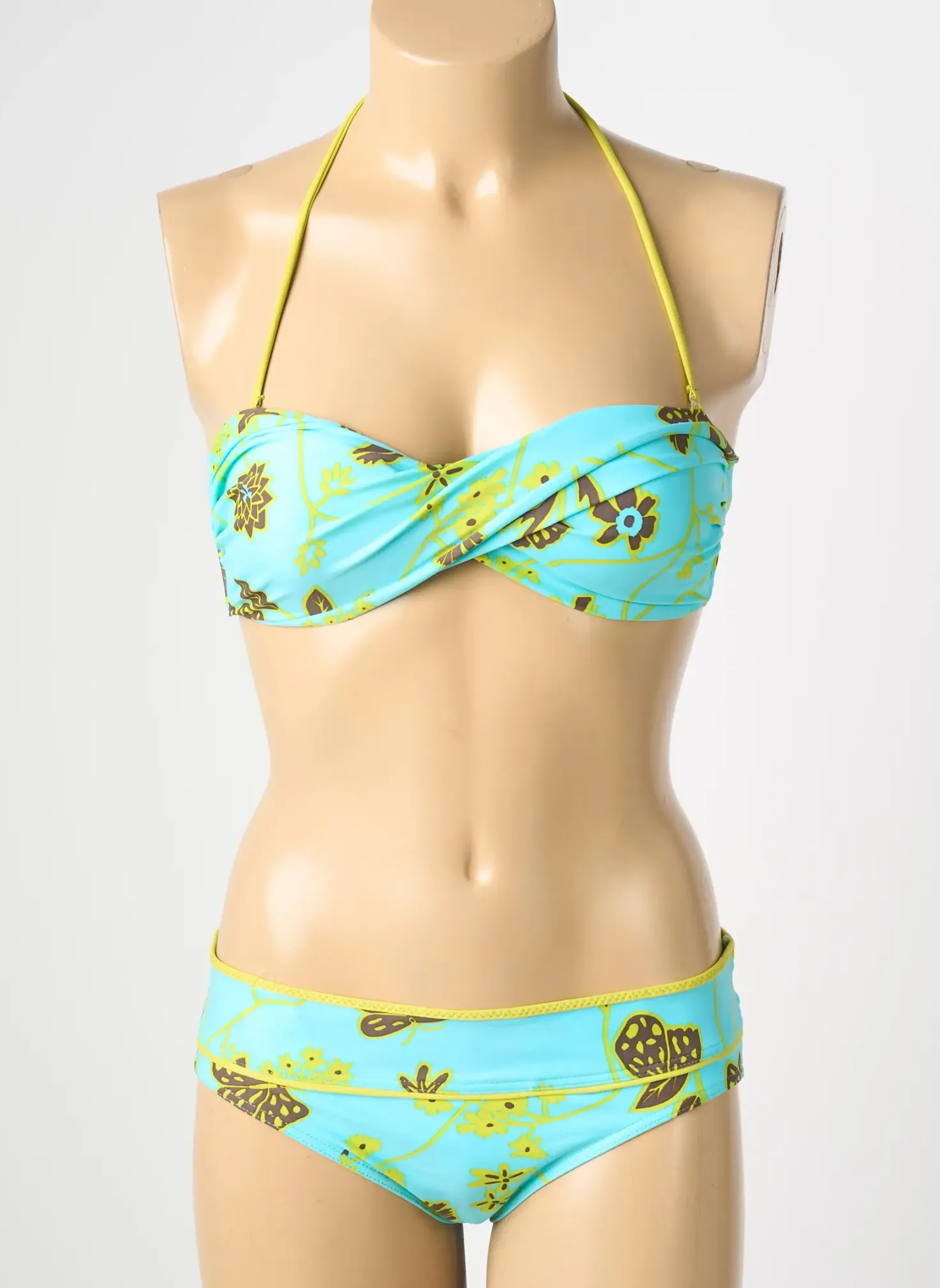 Maillot De Bain 2 Pièces Reglisse Bleu Haut Soutien-gorge Moulé