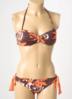 Maillot De Bain 2 Pièces Reglisse Orange Haut Soutien-gorge Moulé