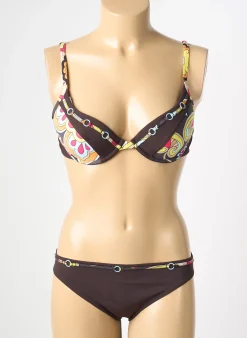 Maillot De Bain 2 Pièces Reglisse Marron Haut Soutien-gorge Moulé