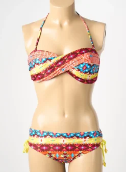 Maillot De Bain 2 Pièces Reglisse Orange Haut Soutien-gorge Moulé
