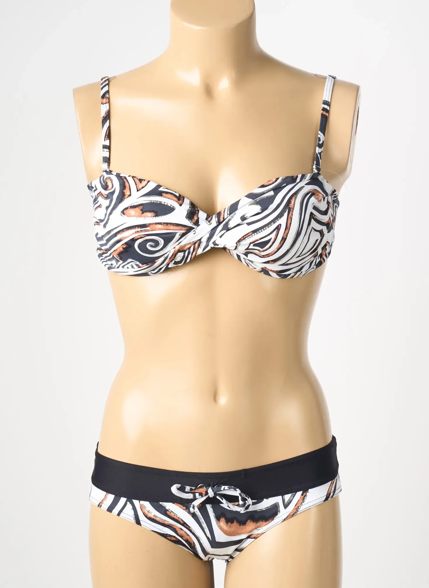 Maillot De Bain 2 Pièces Reglisse Noir Haut Soutien-gorge Moulé