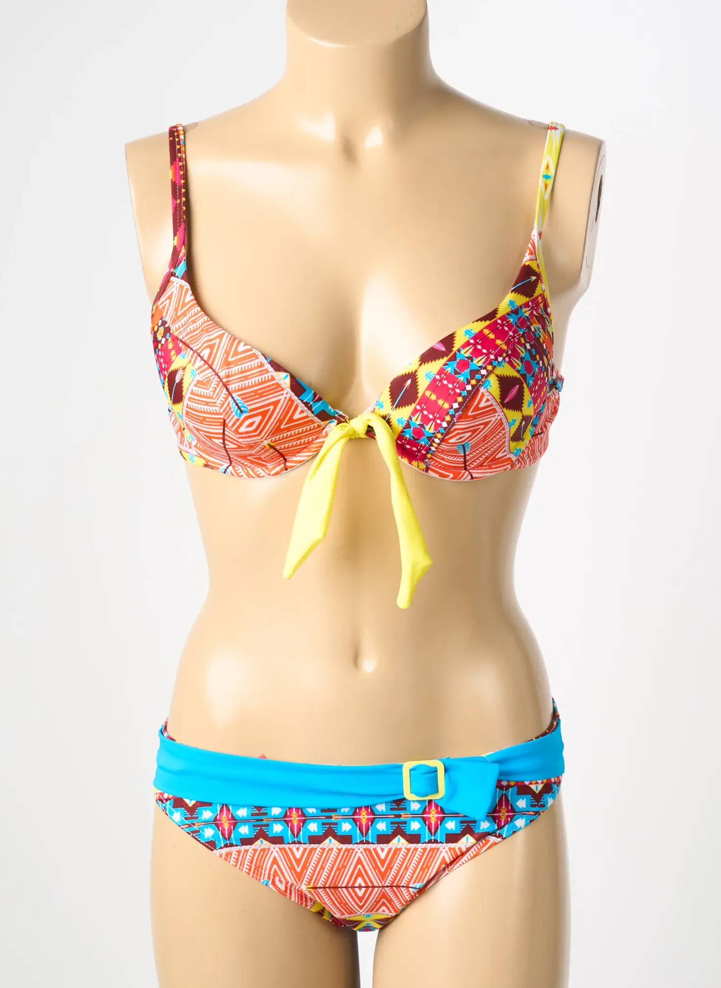 Maillot De Bain 2 Pièces Reglisse Orange Haut Triangles