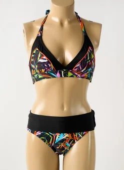 Maillot De Bain 2 Pièces Rose Pomme Noir Haut Bandeau