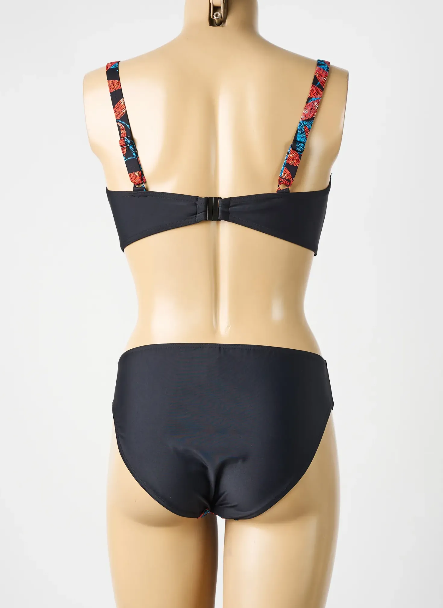 Maillot De Bain 2 Pièces Rose Pomme Noir Haut Soutien-gorge Emboitant
