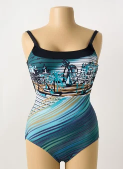 Maillot De Bain 1 Pièce Sunmarin Bleu Haut Soutien-gorge Moulé