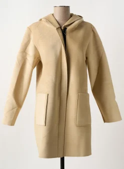 Manteau Court Blanc Boheme Beige A Capuche