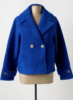 Manteau Court Blanc Boheme Bleu Sans Capuche