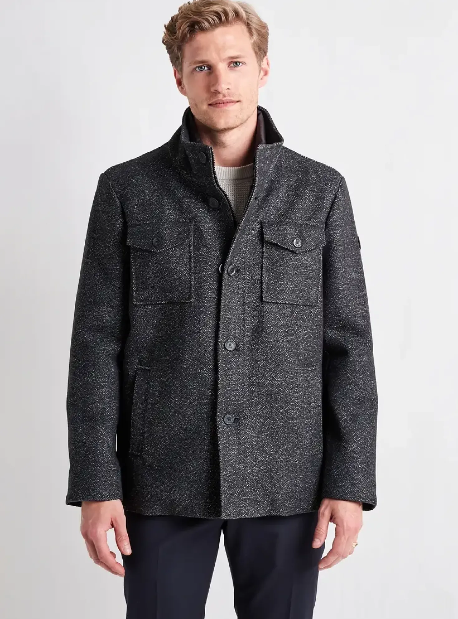 Manteau Court Cambridge Gris Sans Capuche