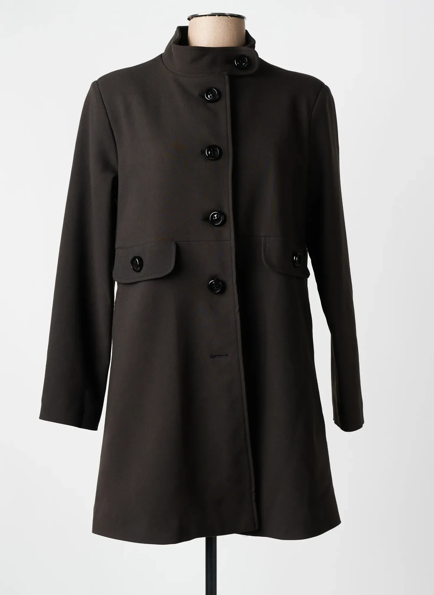 Manteau Court Hippocampe Marron Sans Capuche