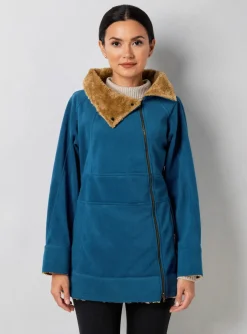 Manteau Court Kali Yog Bleu Sans Capuche