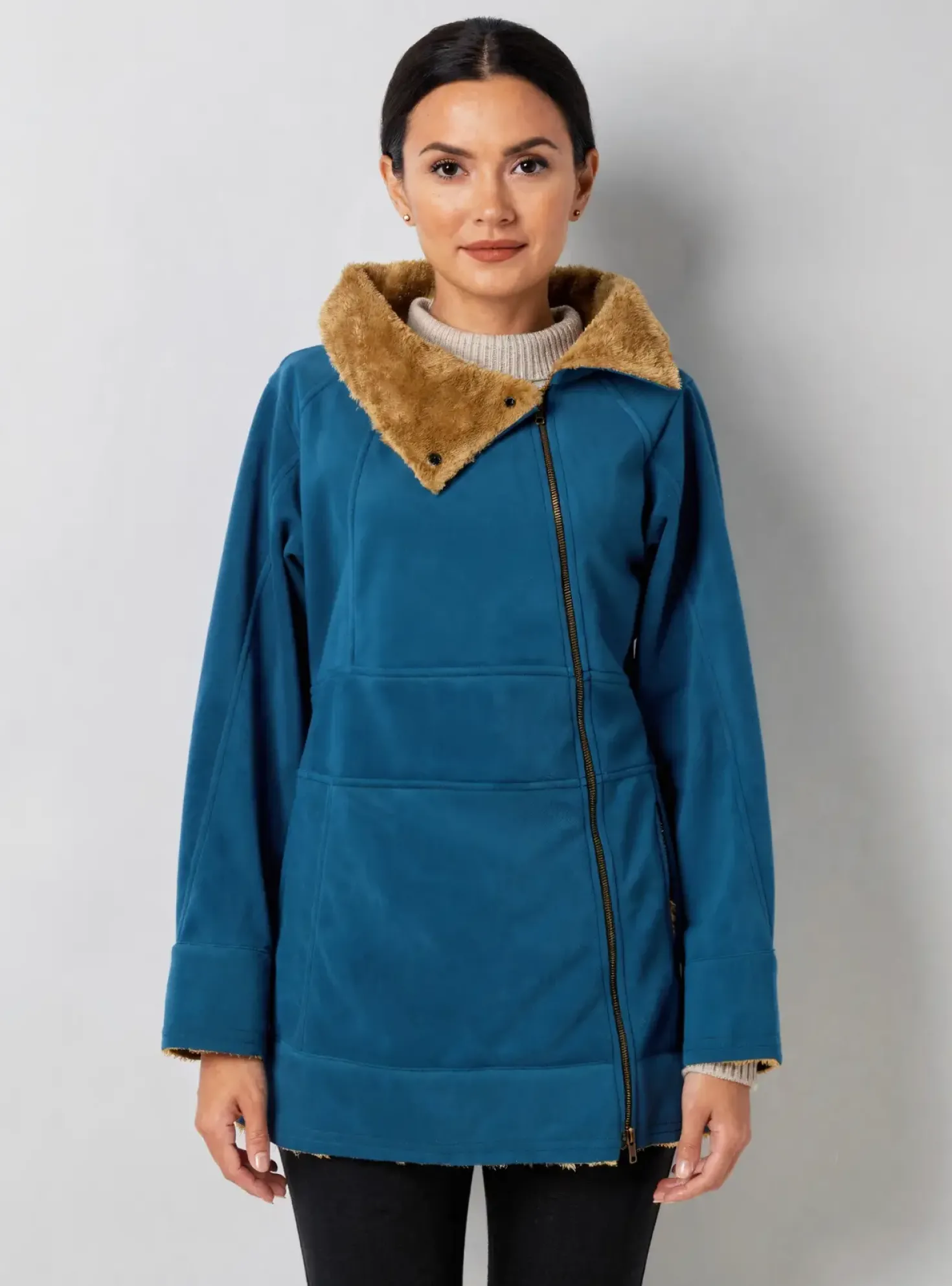 Manteau Court Kali Yog Bleu Sans Capuche