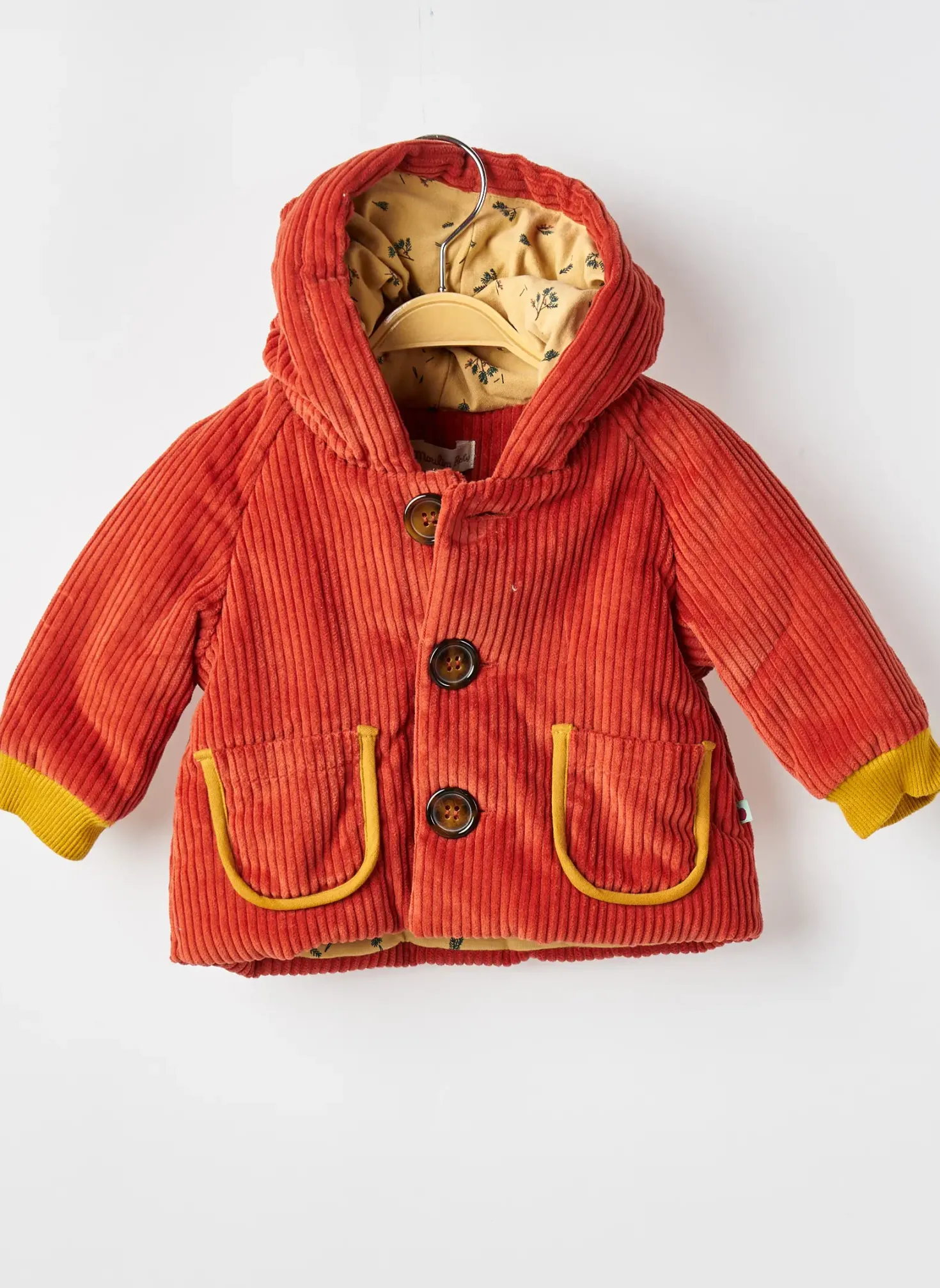 Manteau Court Moulin Roty Orange A Capuche