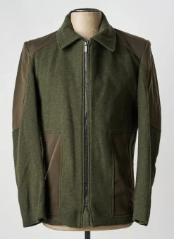 Manteau Court Pierre Talamon Vert Sans Capuche