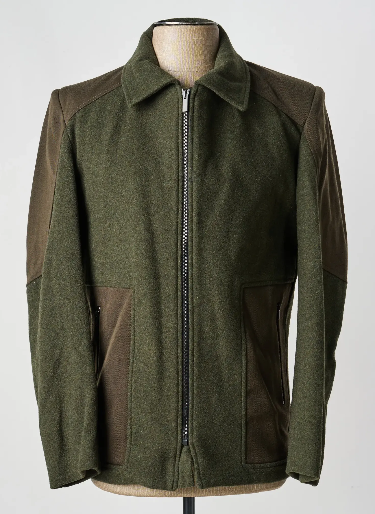 Manteau Court Pierre Talamon Vert Sans Capuche