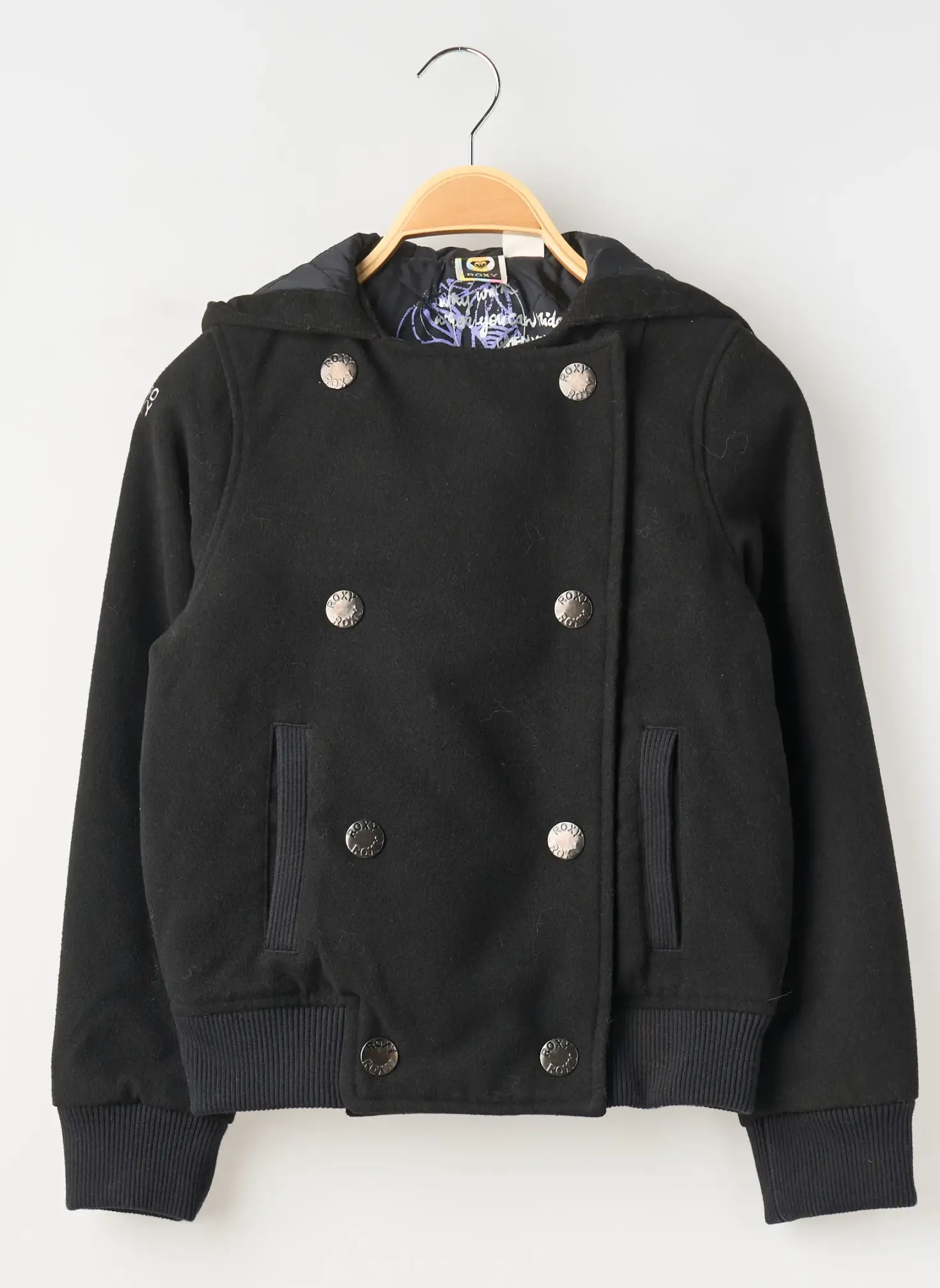 Manteau Court Roxy Noir A Capuche