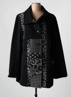 Manteau Court Square Noir Sans Capuche