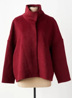 Manteau Court Surkana Rouge Sans Capuche