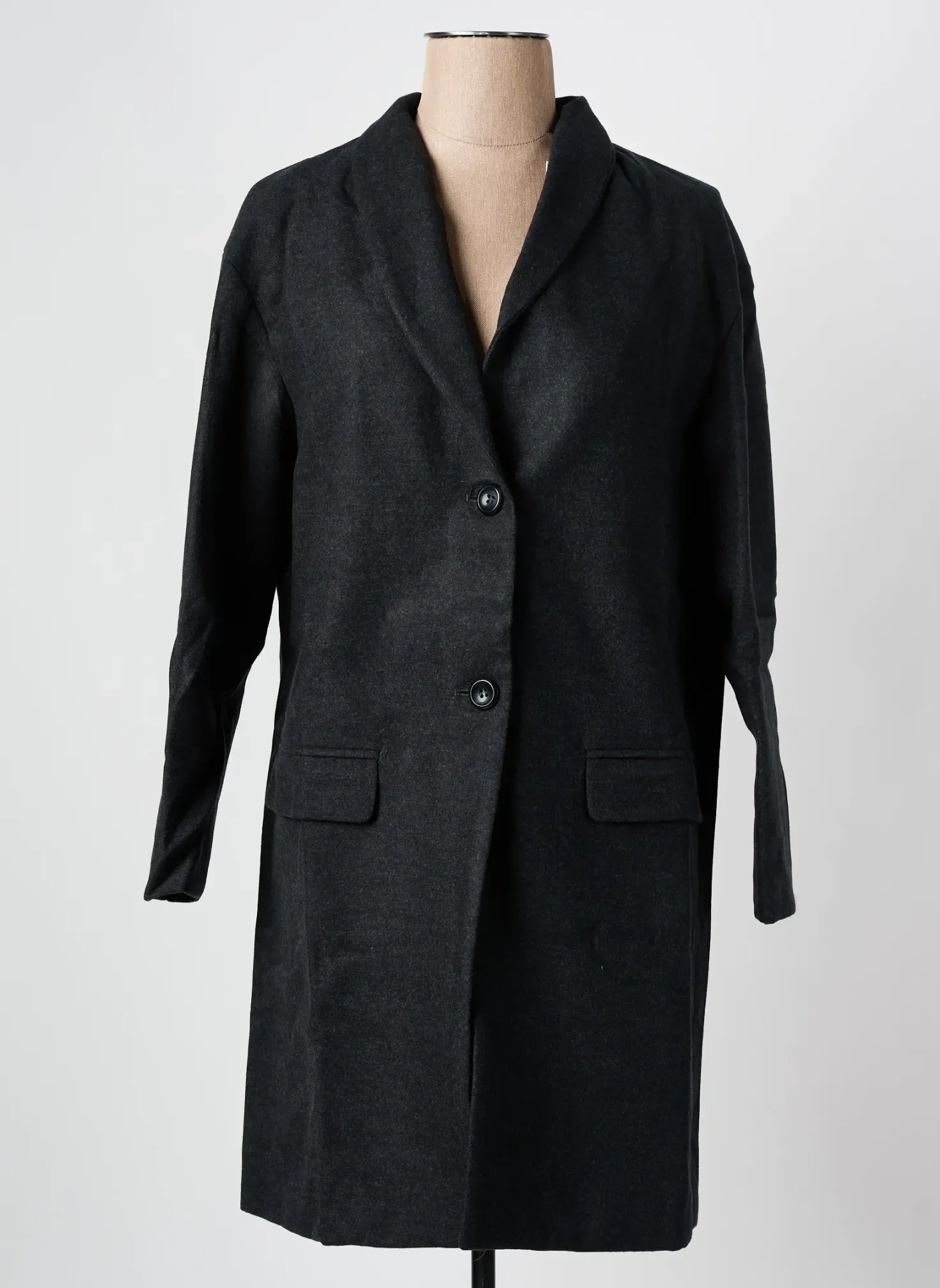 Manteau Long Areline Gris Sans Capuche