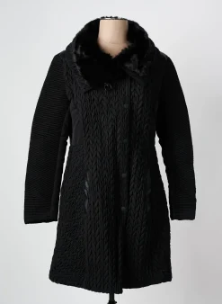 Manteau Long Areline Noir Sans Capuche