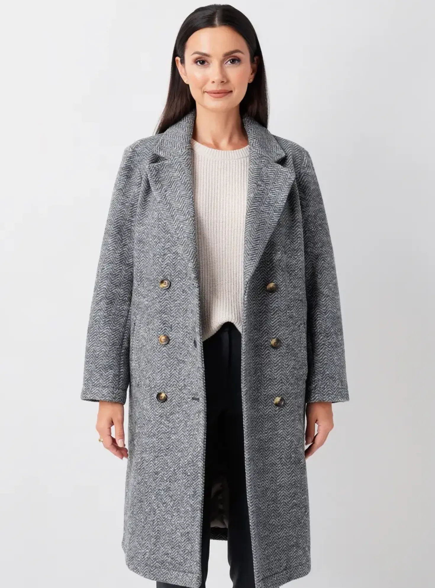 Manteau Long C'est Beau La Vie Gris Sans Capuche